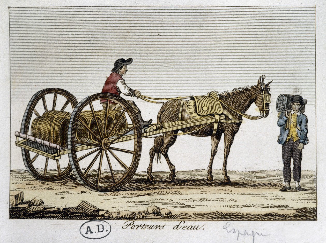 Carrinho e suporte de água em Espanha - Século XIX de Unknown artist