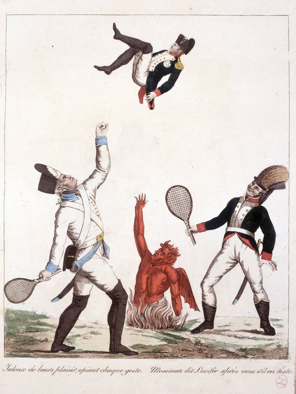 Desenho animado sobre Napoleão Bonaparte - em Napoleão I, caricaturas, colecção de bonecos. 1814 - 1815. B.H.V.P. de Unknown artist