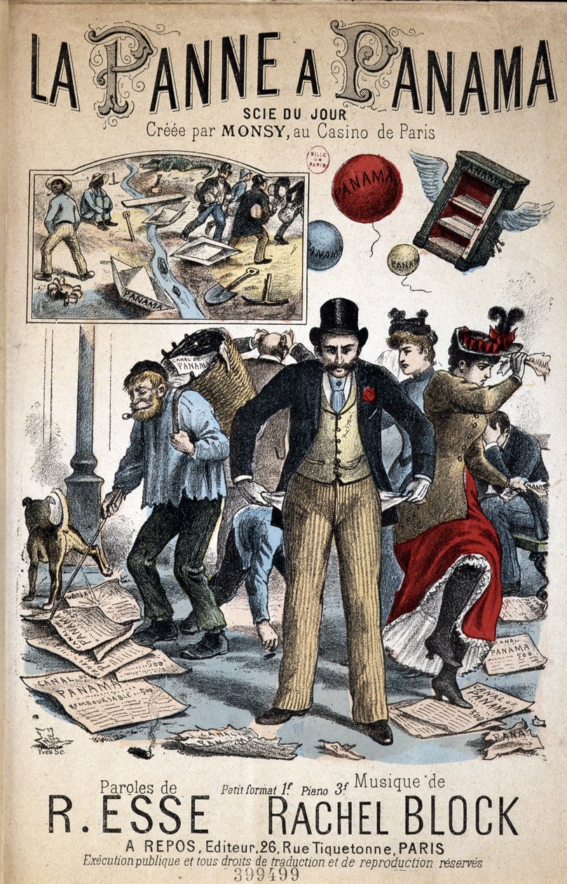 Canção cartoon "La Panne a Panama", serra do dia criada por Monsy no Casino de Paris, letra de R. Esse e música de Rachel Block de Unknown artist
