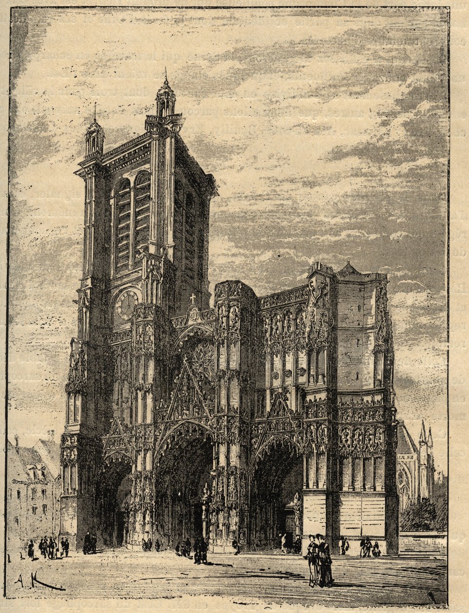 Cathedrale Saint-Pierre-et-Saint-Paul de Troyes - Champagne-Ardennes - gravura em "PATRIE" - DESCRIÇÃO PECTUREQUIREQUE DE LA FRANCE EN 6 VOLUES BY LUCIEN HUARD - final 19 de Unknown artist