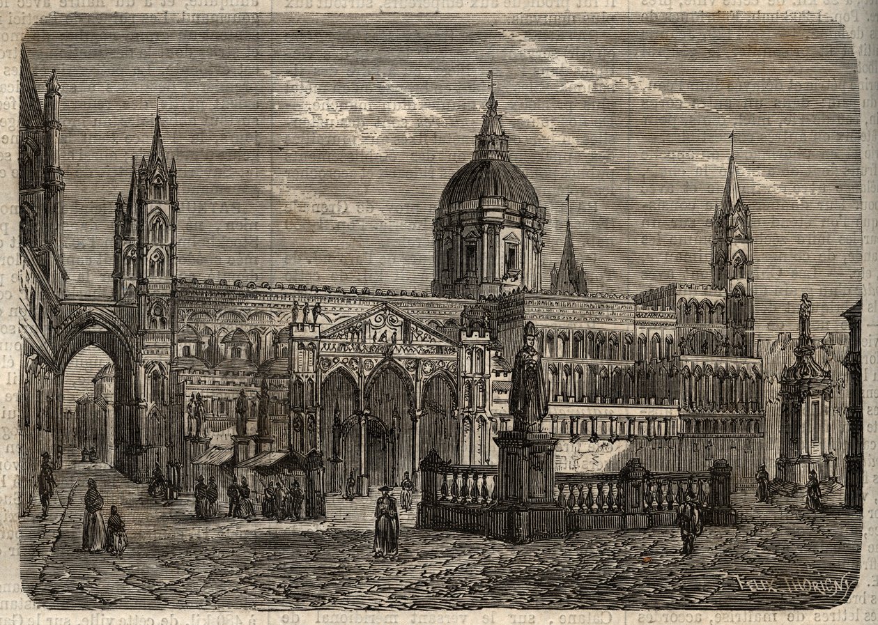 Cathedrale de Palermo - Duomo di Palermo - Catedral de Palermo - gravura em "Dictionnaire populaire illustrious" - 1864 - de Joseph Decembre e Edmond Allonier - de Unknown artist