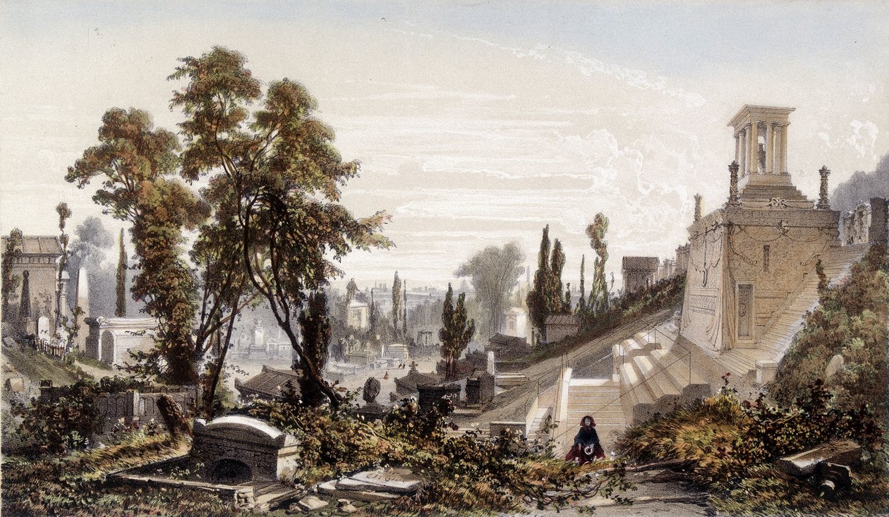 Cemitério de Père Lachaise - litografia de Unknown artist