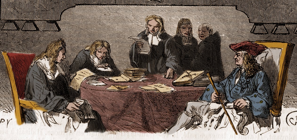 Censura no século XVIII: Sob o Antigo Regime, o serviço é chamado "Gabinete Negro", que é responsável por examinar a correspondência privada por razões de segurança. Gravura do século XIX. de Unknown artist