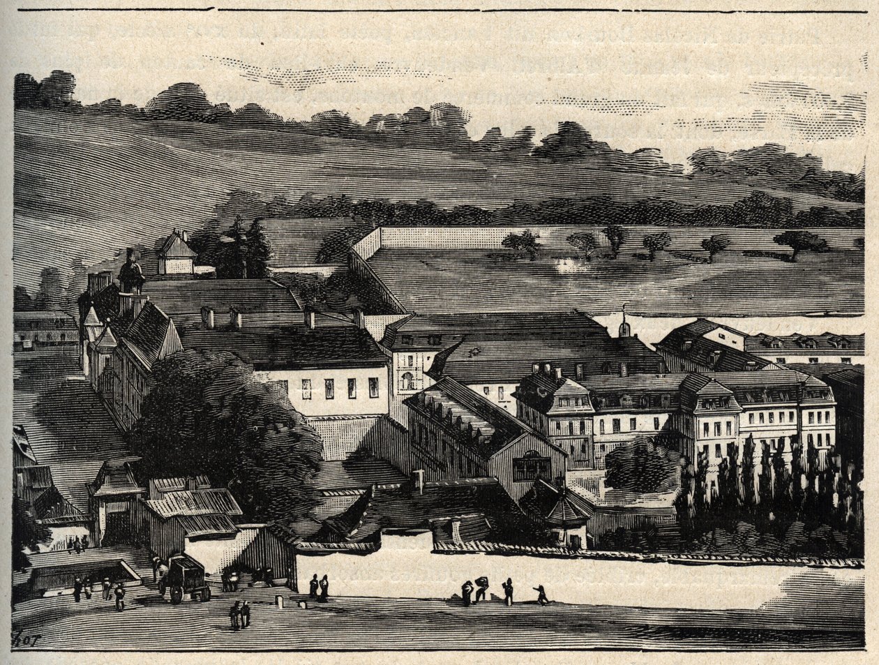 Casa Central de Clairvaux (prisão de Clairvaux) - Champagne-Ardenne - gravura em "PATRIE" - DESCRIÇÃO PACUREQUIREQUE DE LA FRANCE EN 6 VOLUES BY LUCIEN HUARD - final do século XIX de Unknown artist