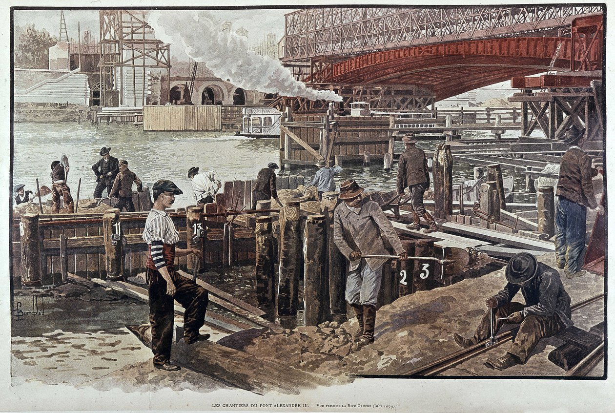 Canteiro de obras da ponte Alexander III - no "Le petit journal" 18/05/1999 de Unknown artist