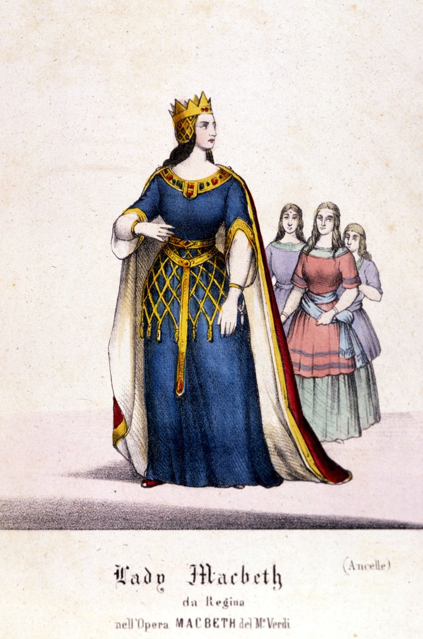 Personagem de Lady Macbeth na ópera "Macbeth" de Giuseppe Verdi (1813 - 1901) após o trabalho de William Shakespeare. 1847. Gravura. de Unknown artist