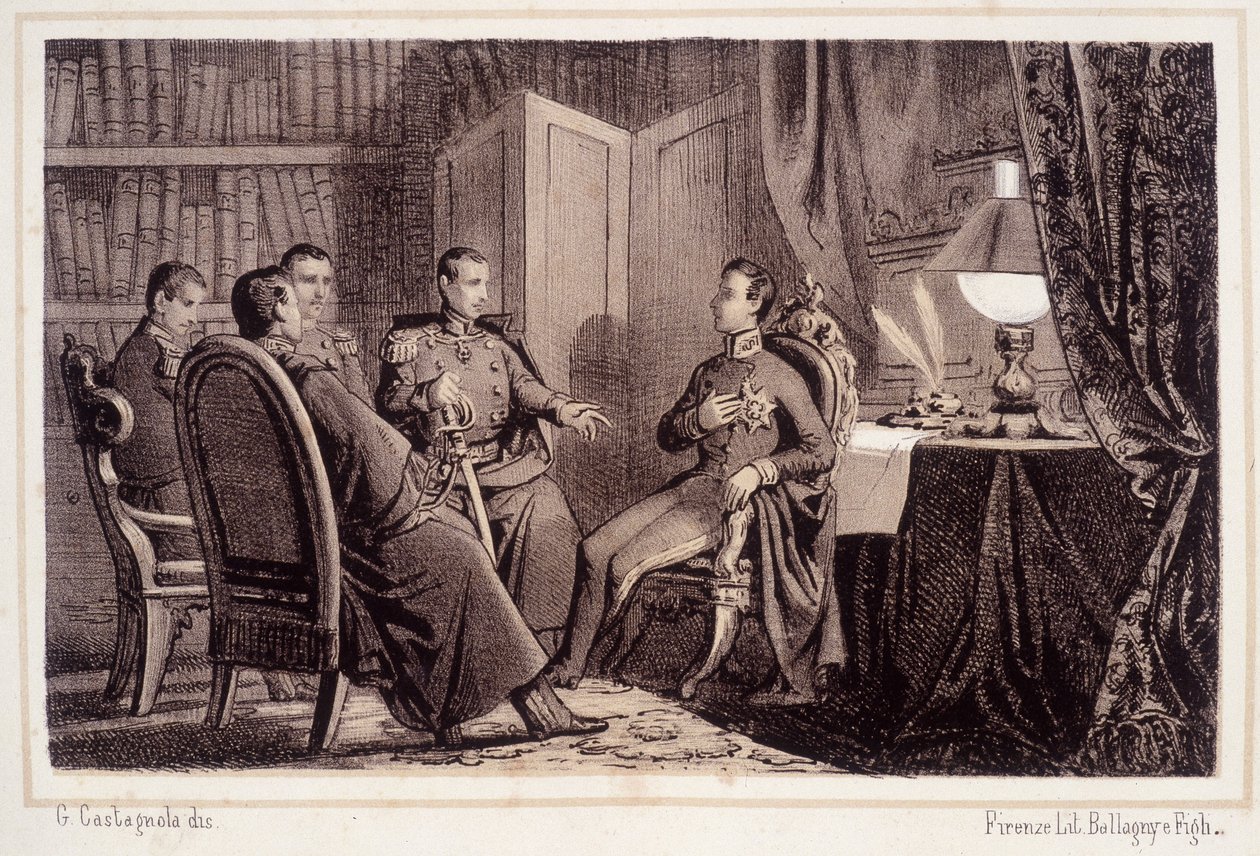 Charles Albert (1798 - 1849) promete ajudar a revolução piemontesa de 1821 - em “” Storia d&39;Italia ”” de Unknown artist