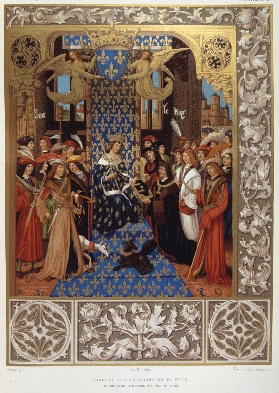 Carlos VIII no meio do seu pátio - a partir de uma miniatura de Unknown artist