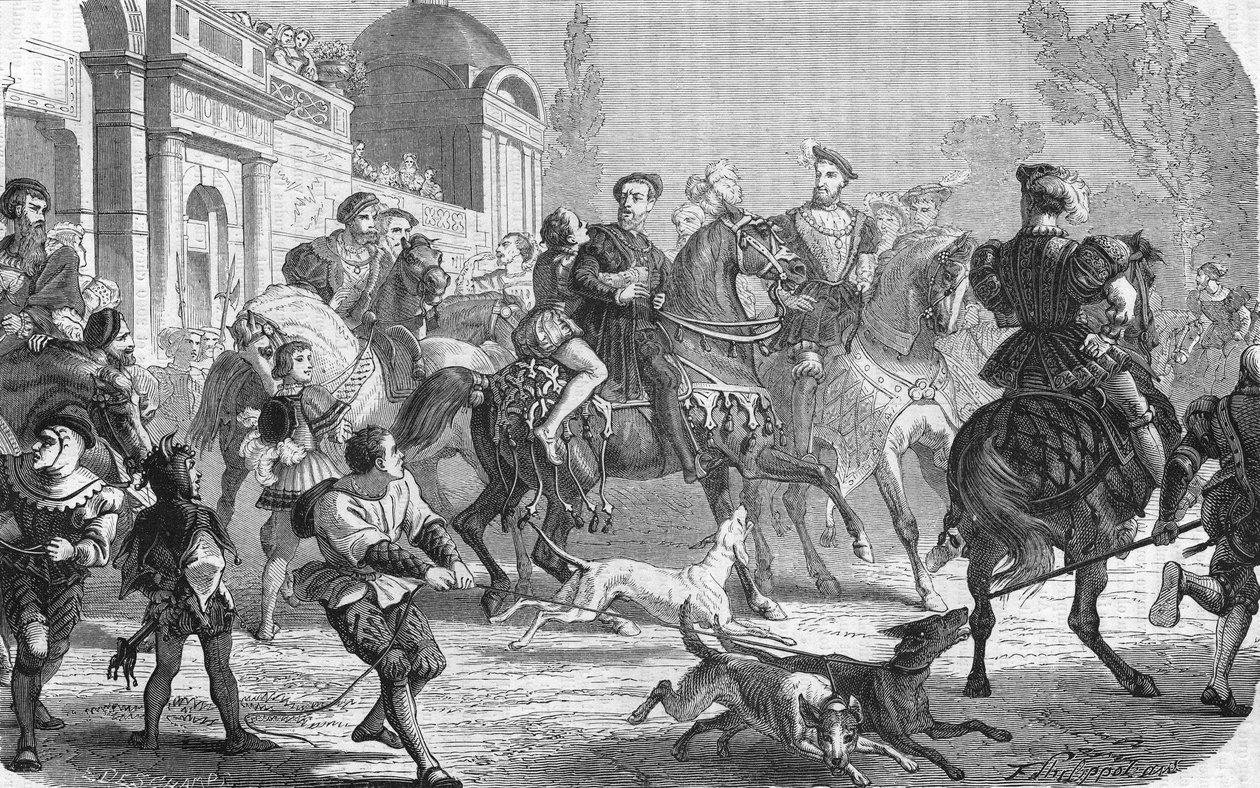 Charles V (1500-1558) na corte de François 1st (1494-1547). de Unknown artist