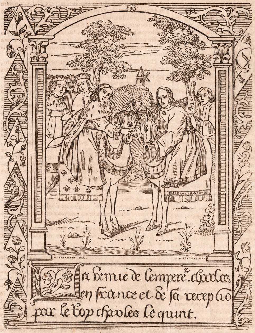 Charles the Fifth recebe o Imperador Carlos IV, Sacro Imperador Romano e Rei da Boêmia de Unknown