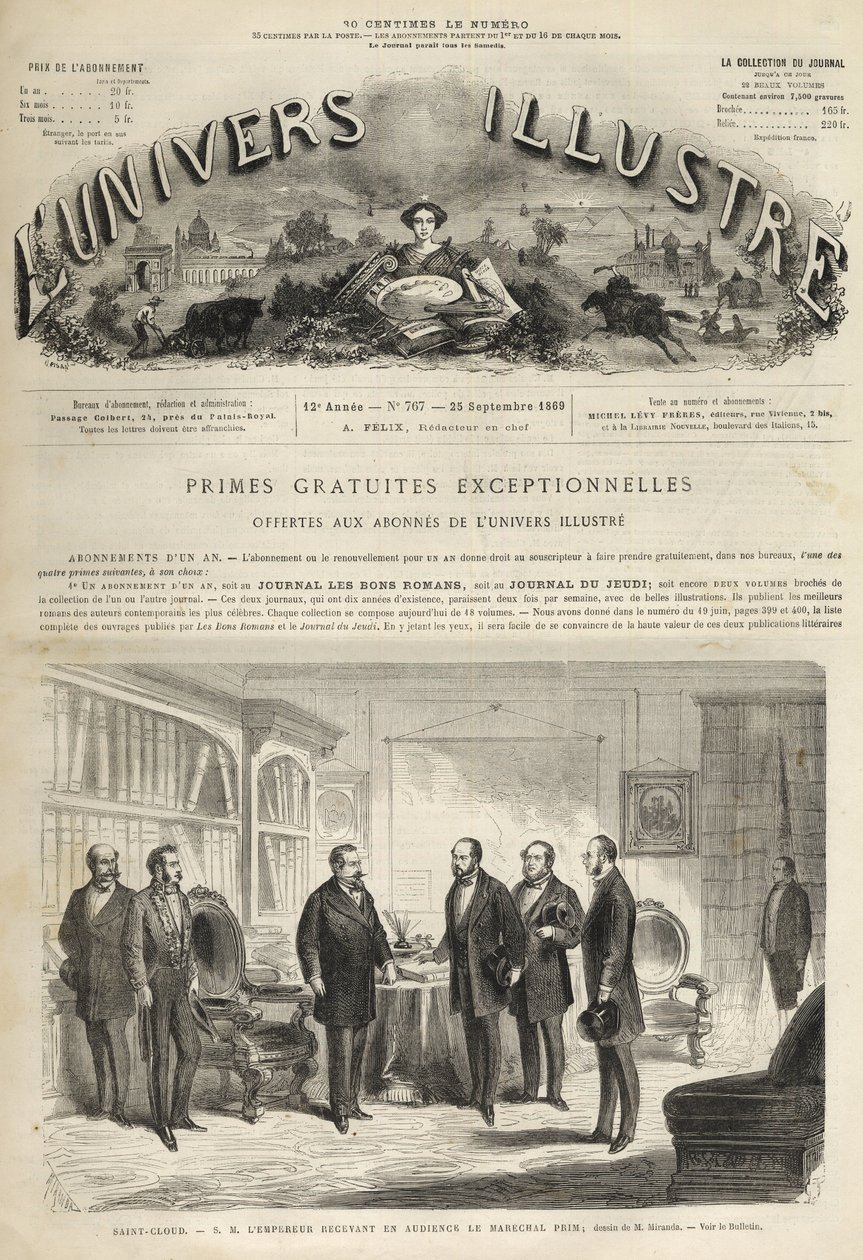 Chateau de Saint-Cloud Napoleon III recebendo Juan Prim (general espanhol e estadista) (Juan Prim de Unknown artist