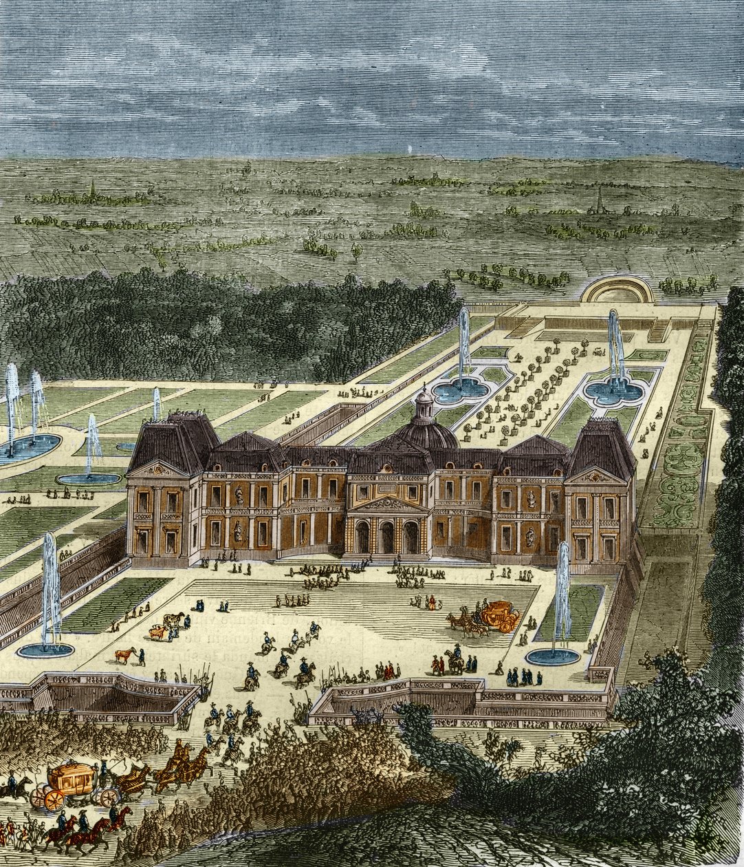 Chateau de Vaux Le Visomte (Vaux-Le-Vicomte) na época do rei Luís XIV. Gravura do século XIX. de Unknown artist