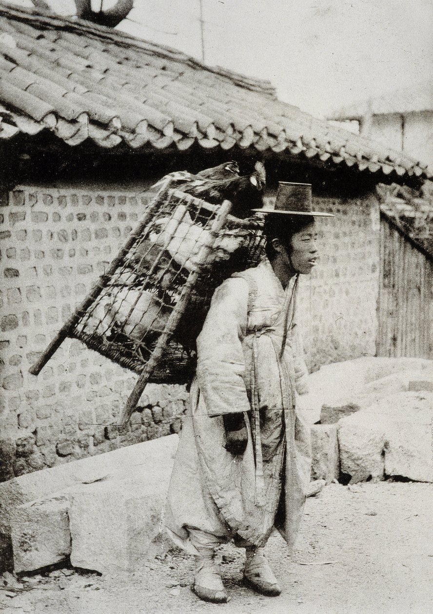 Comerciante de frango, Coreia, final do século XIX de Unknown artist