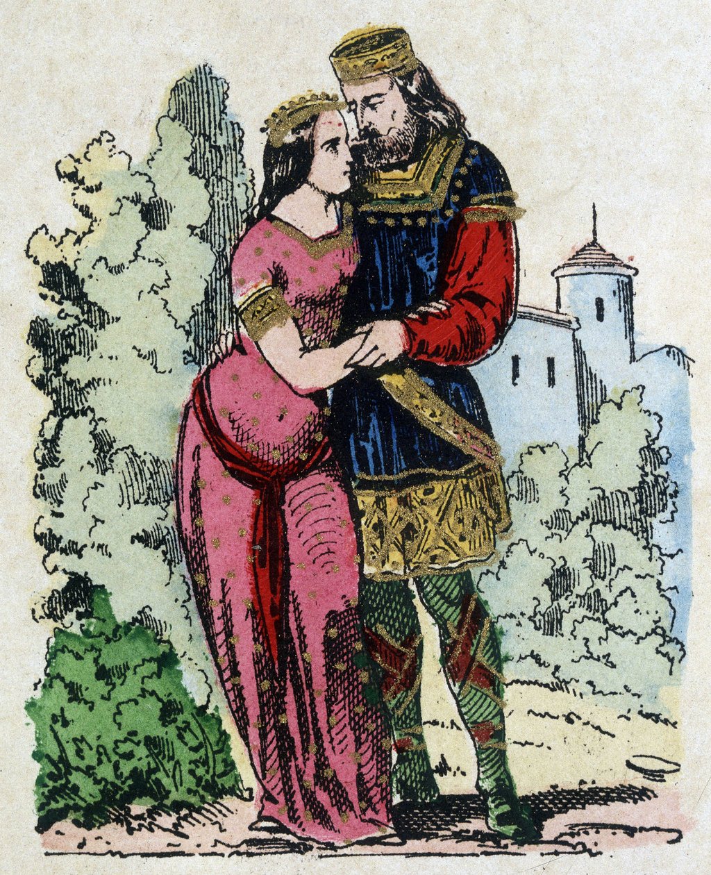Childeric I, rei dos Salianos Francos (436-481) conheceu a Bacia da Turíngia (esposa do rei da Turíngia) durante o seu exílio. Clóvis nasceu do seu casamento. de Unknown artist