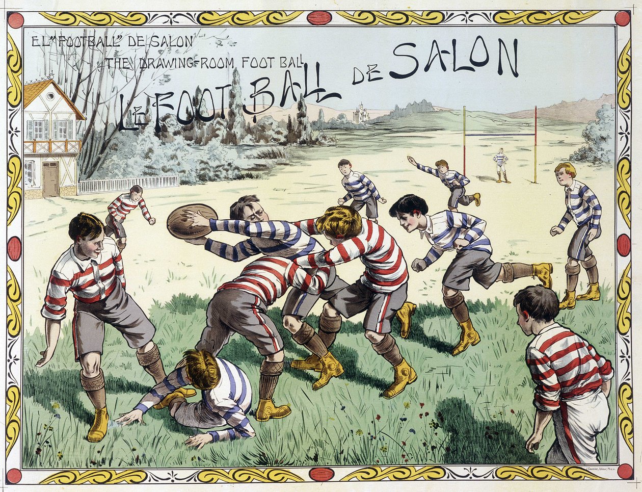 Crianças a jogar rugby - desenho, final do século XIX de Unknown artist