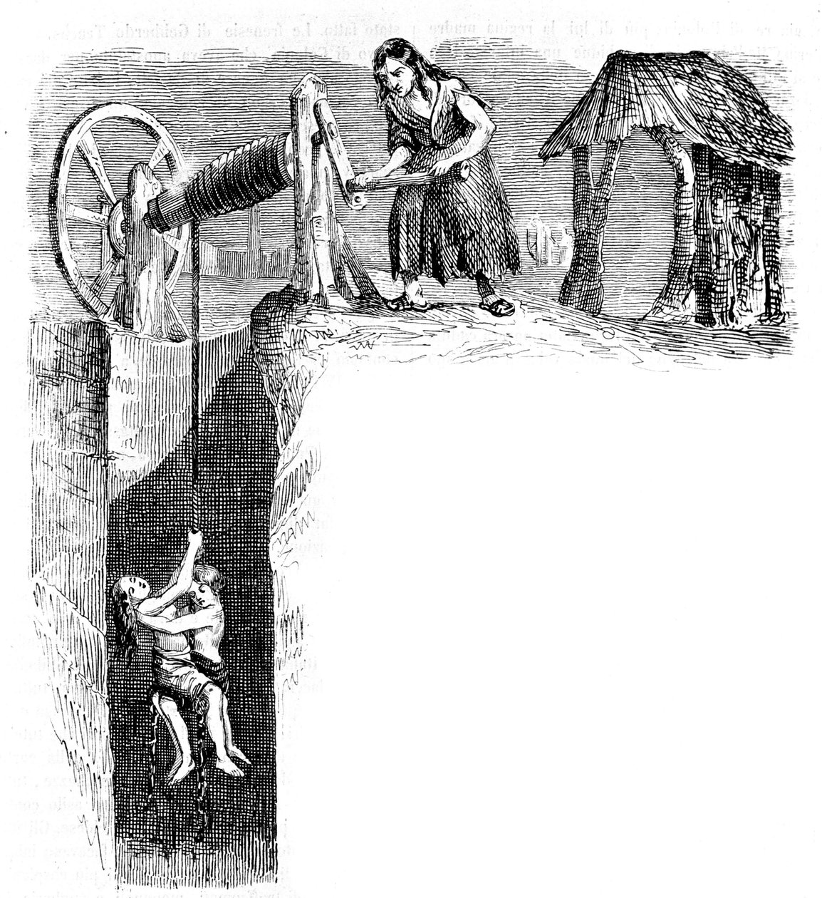 A descida de crianças para uma mina de carvão na Inglaterra, por volta de 1840. de Unknown artist