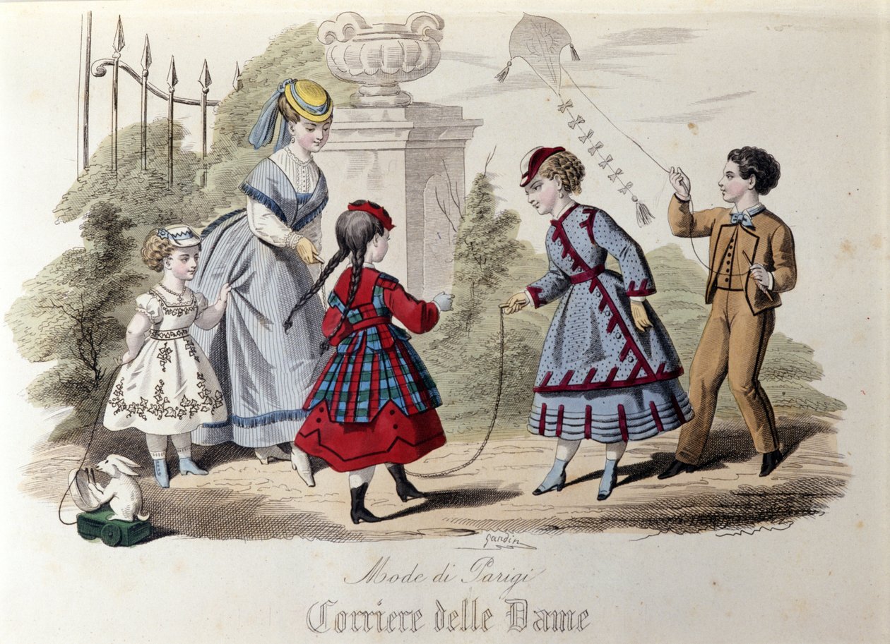 A moda das crianças em Paris em 1866. de Unknown artist