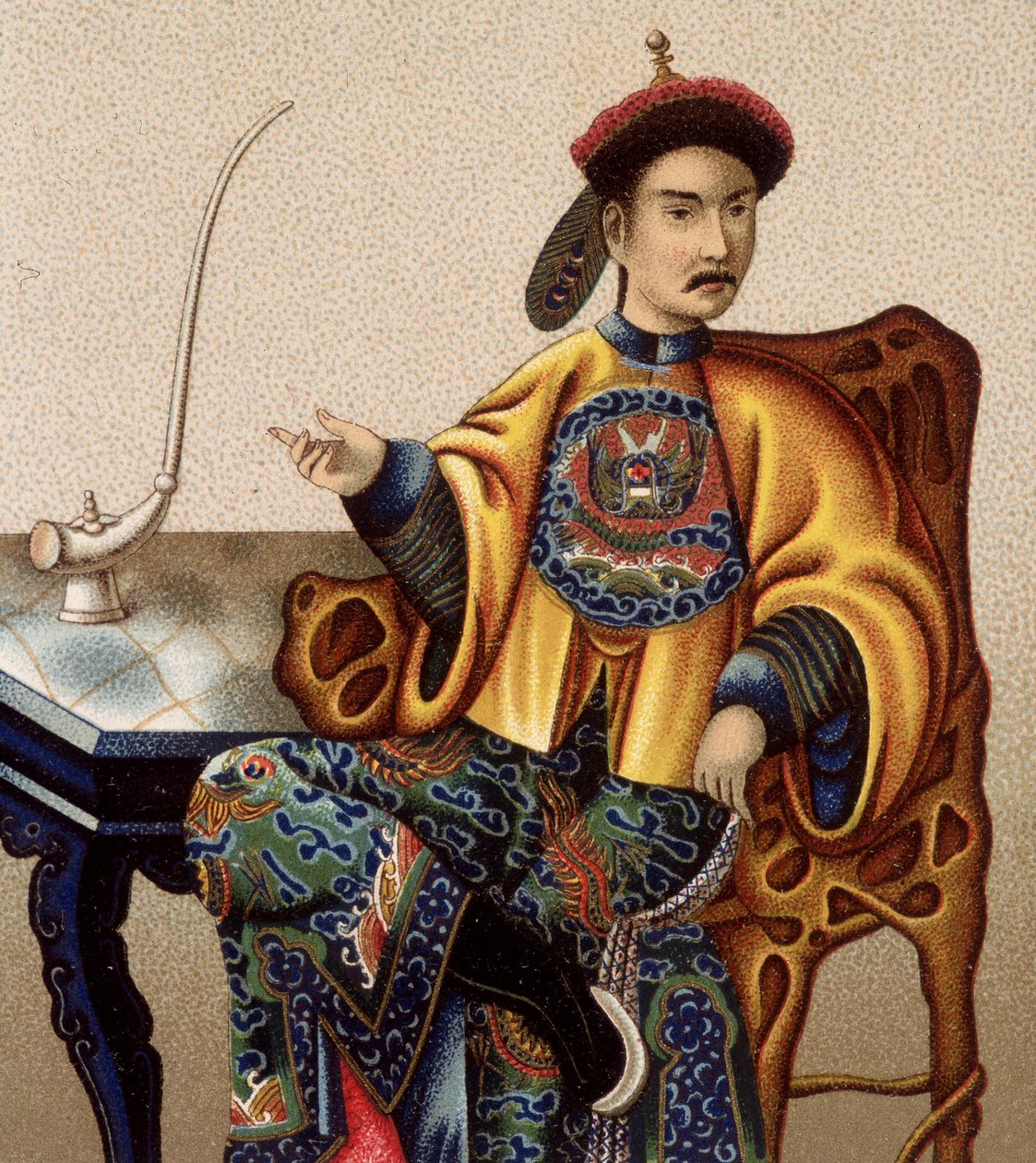 Aristocrata chinês sentado fumando ópio - sd século 19 de Unknown artist