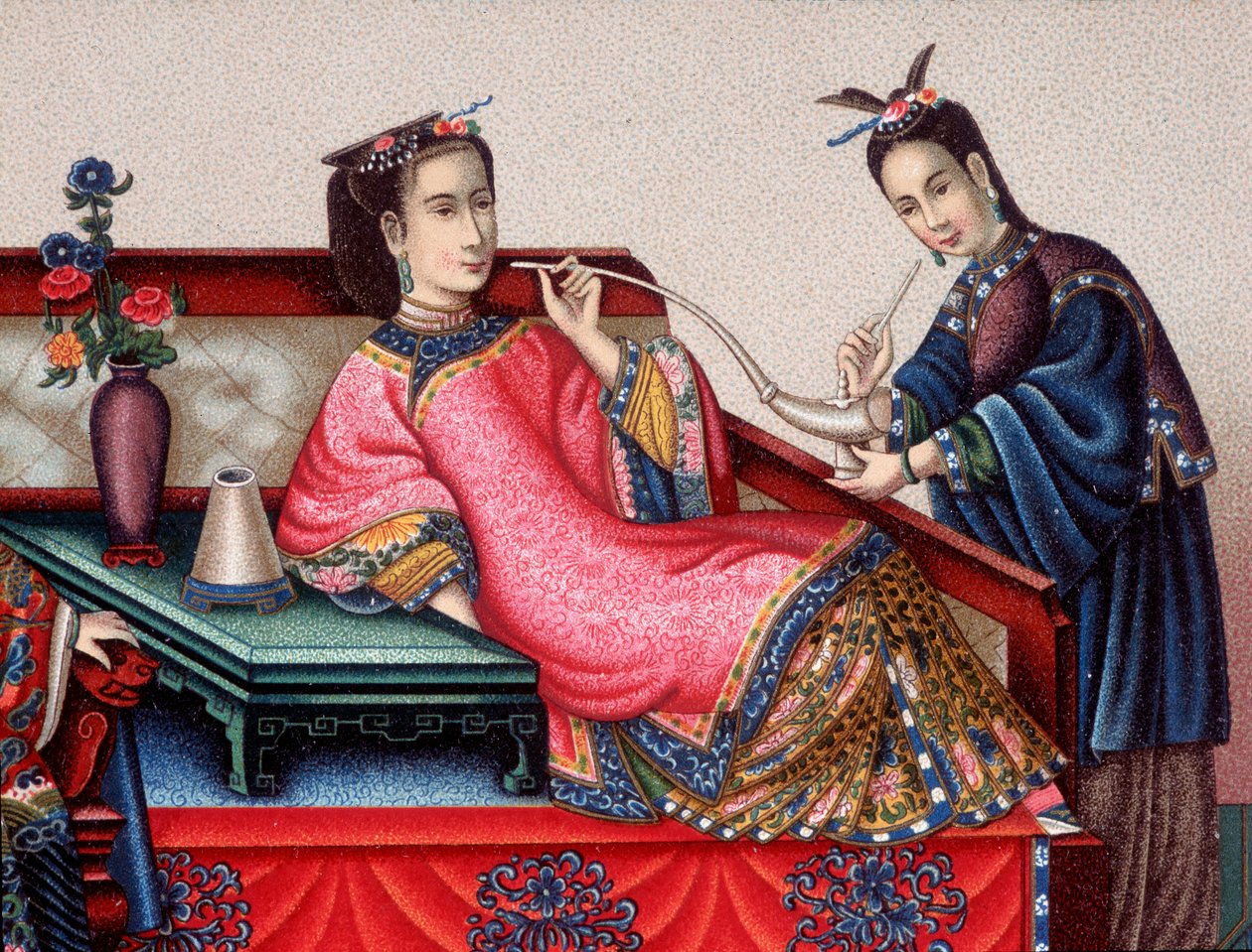 Aristocrata chinês sentado fumando ópio - sd século 19 de Unknown artist