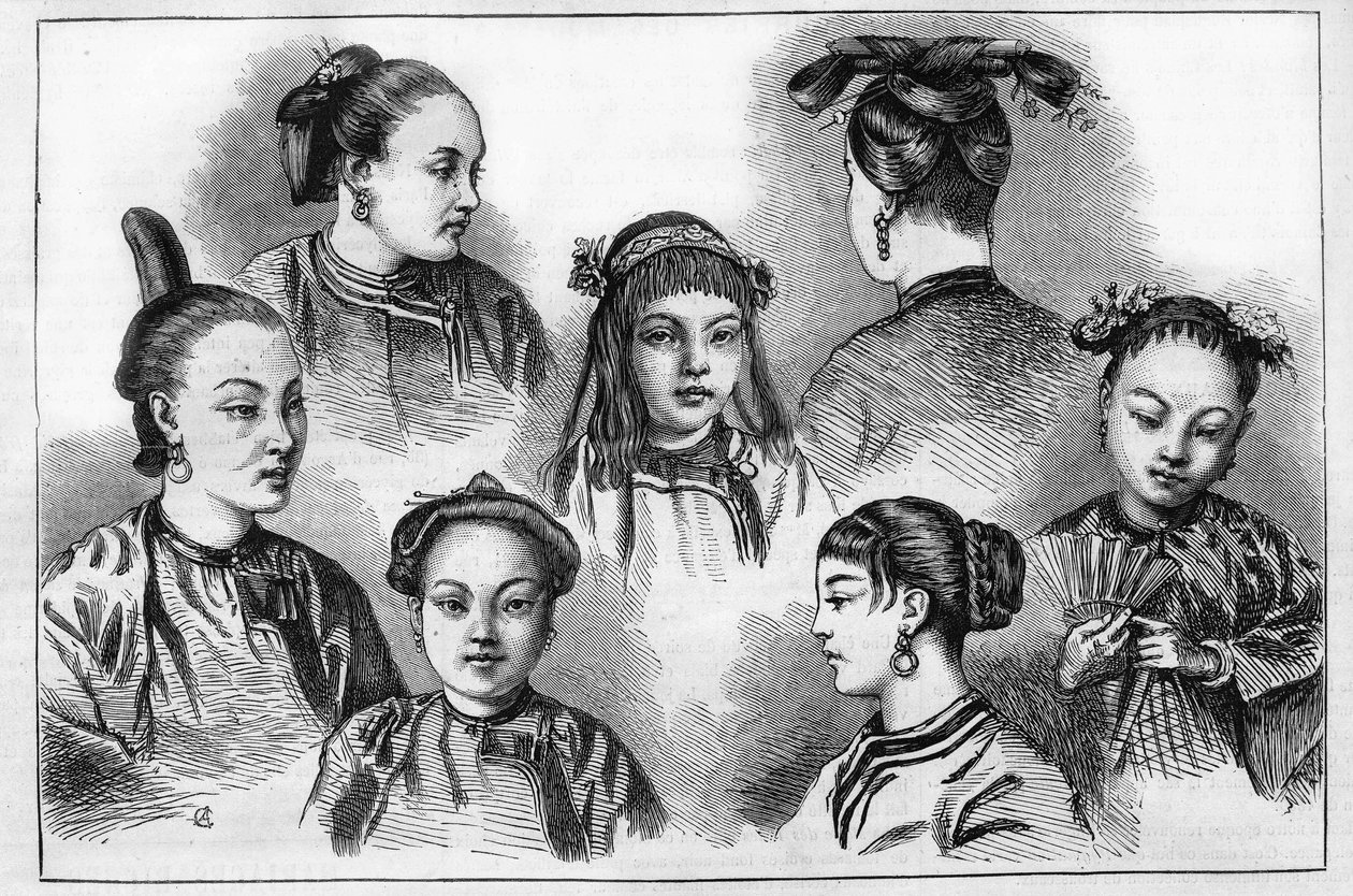 A moda chinesa e os penteados no século XIX. de Unknown artist