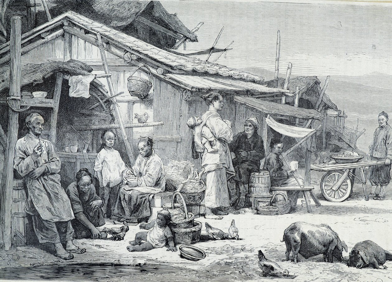 Aldeia piscatória chinesa na Califórnia de Unknown artist