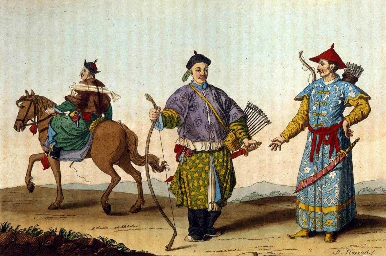 Mandarins militares chineses de diferentes épocas - in" Le costume ancien et moderne" de J. Ferrario, ed. Milão de Unknown artist
