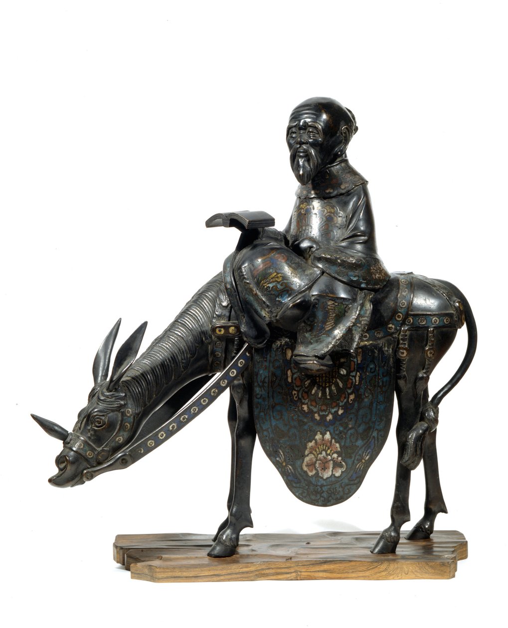 O filósofo chinês Lao Tseu (Lao Zi ou Lao-Tseu ou Lao-Zi) filósofo chinês, tem burro. Figurine de Unknown artist
