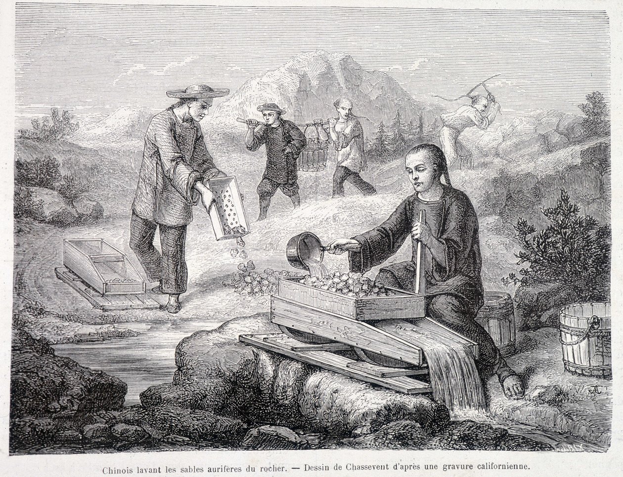 Lavagem de areias de ouro chinesas na Califórnia de Unknown artist