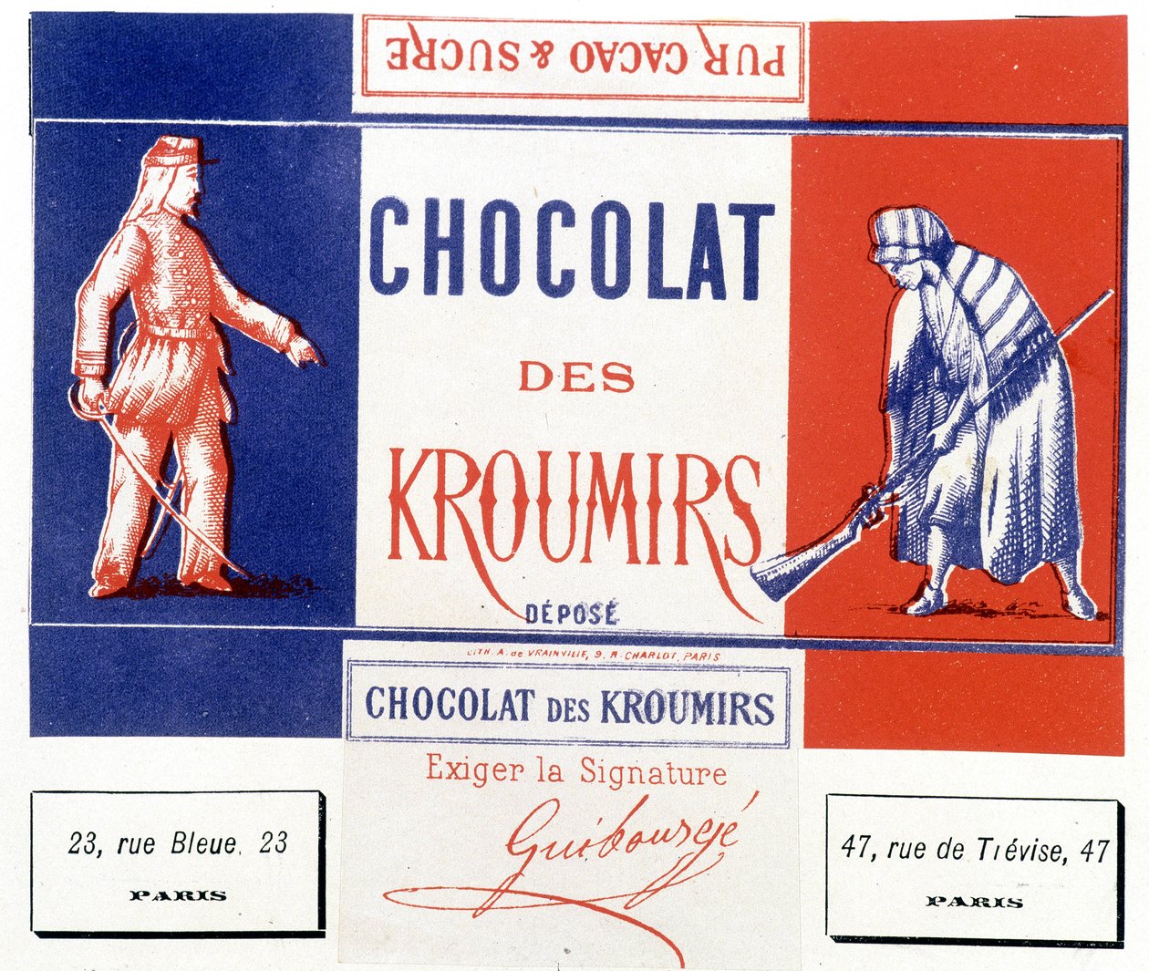 Chocolate dos Kroumirs. Etiqueta publicitária de Unknown artist