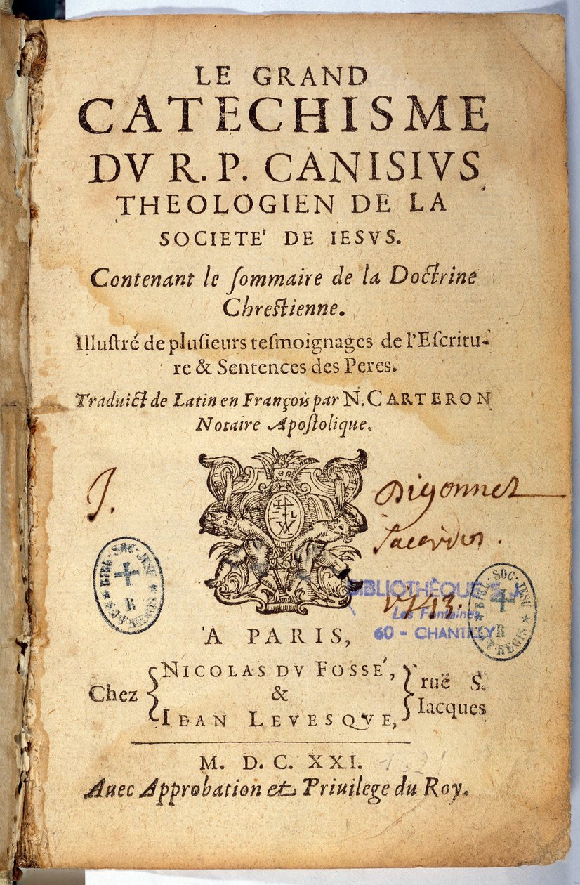 Religião cristã: A página de rosto do grande catecismo. Obra de Pierre Canisius (século XVII) de Unknown artist
