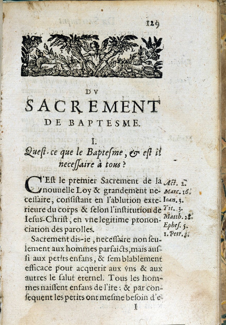 A religião cristã: página interior do livro "O Grande Catecismo". Obra de Pierre Canisius (século XVII) de Unknown artist