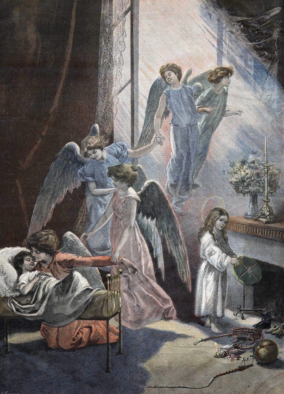 Natal Dreaming Child Engraving Século XIX de Unknown artist
