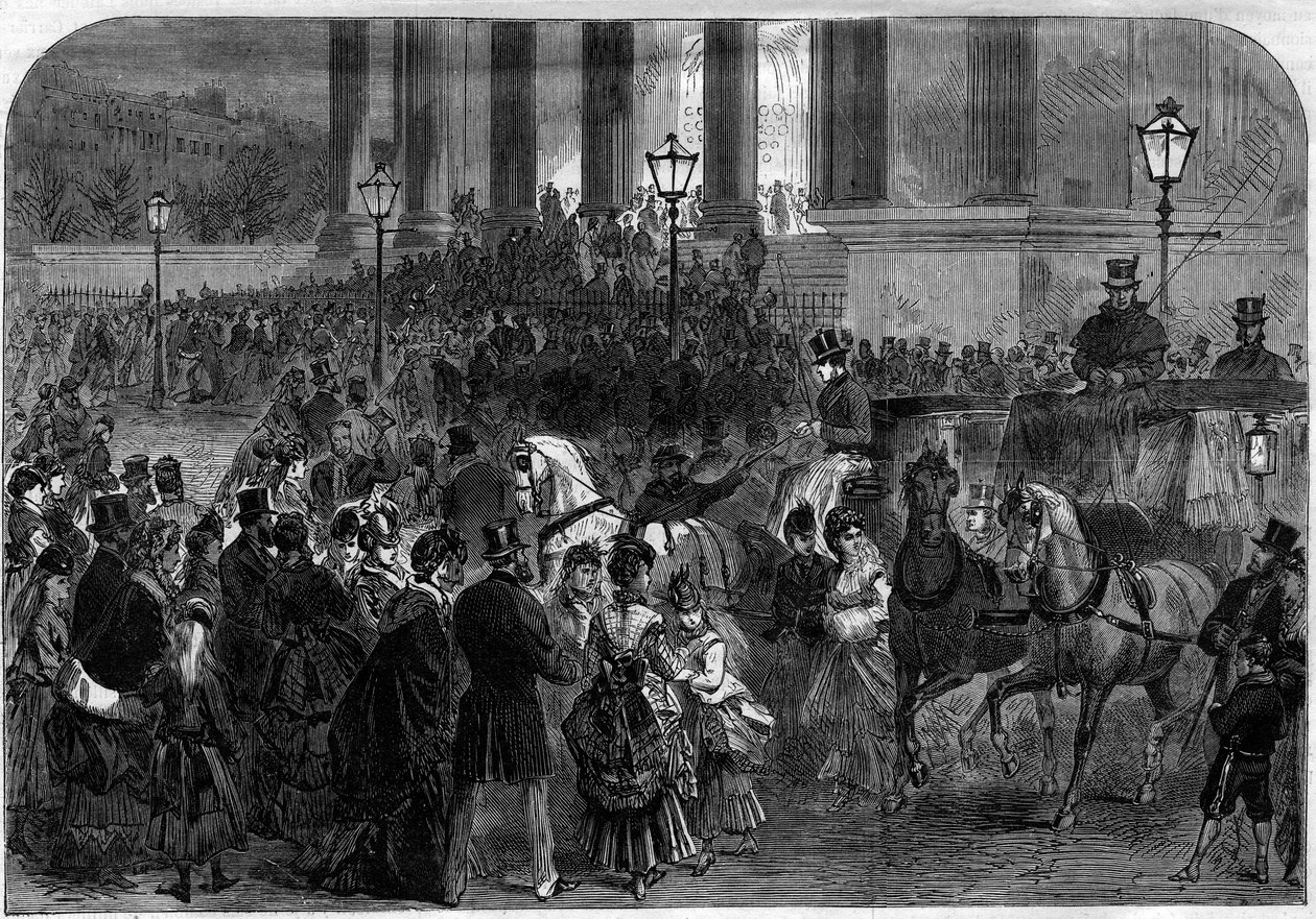Missa de Natal à meia-noite na igreja da Madeleine em Paris, em 1873. de Unknown artist