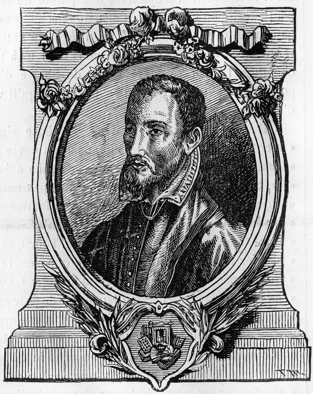 Christophe Plantin. 1514-1589. Impressora de Antuérpia de origem francesa. Gravura do século XIX. de Unknown artist