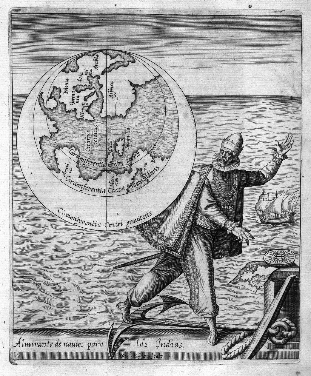Cristóvão Colombo (Cristoforo Colombo) - em "Nova Tipus Transacto Navigatio Novi Orbi" de Philoponus Honorius de Unknown artist