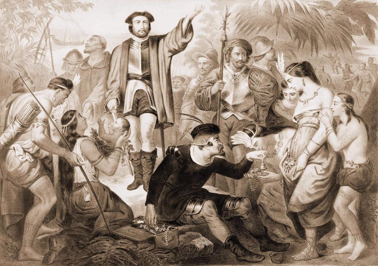 Cristóvão Colombo entre os índios. de Unknown artist
