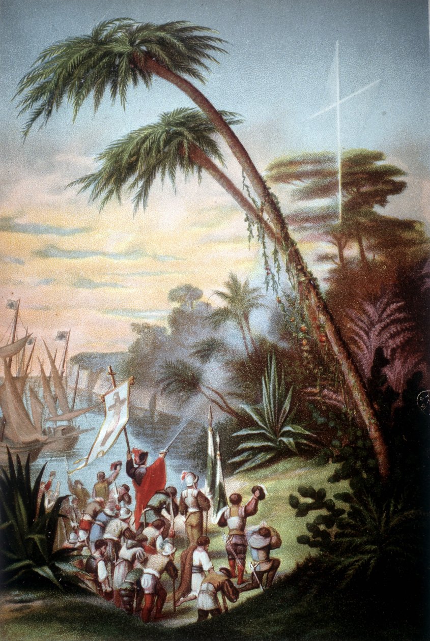 Cristóvão Colombo chegou a San Salvador em 1492. de Unknown artist