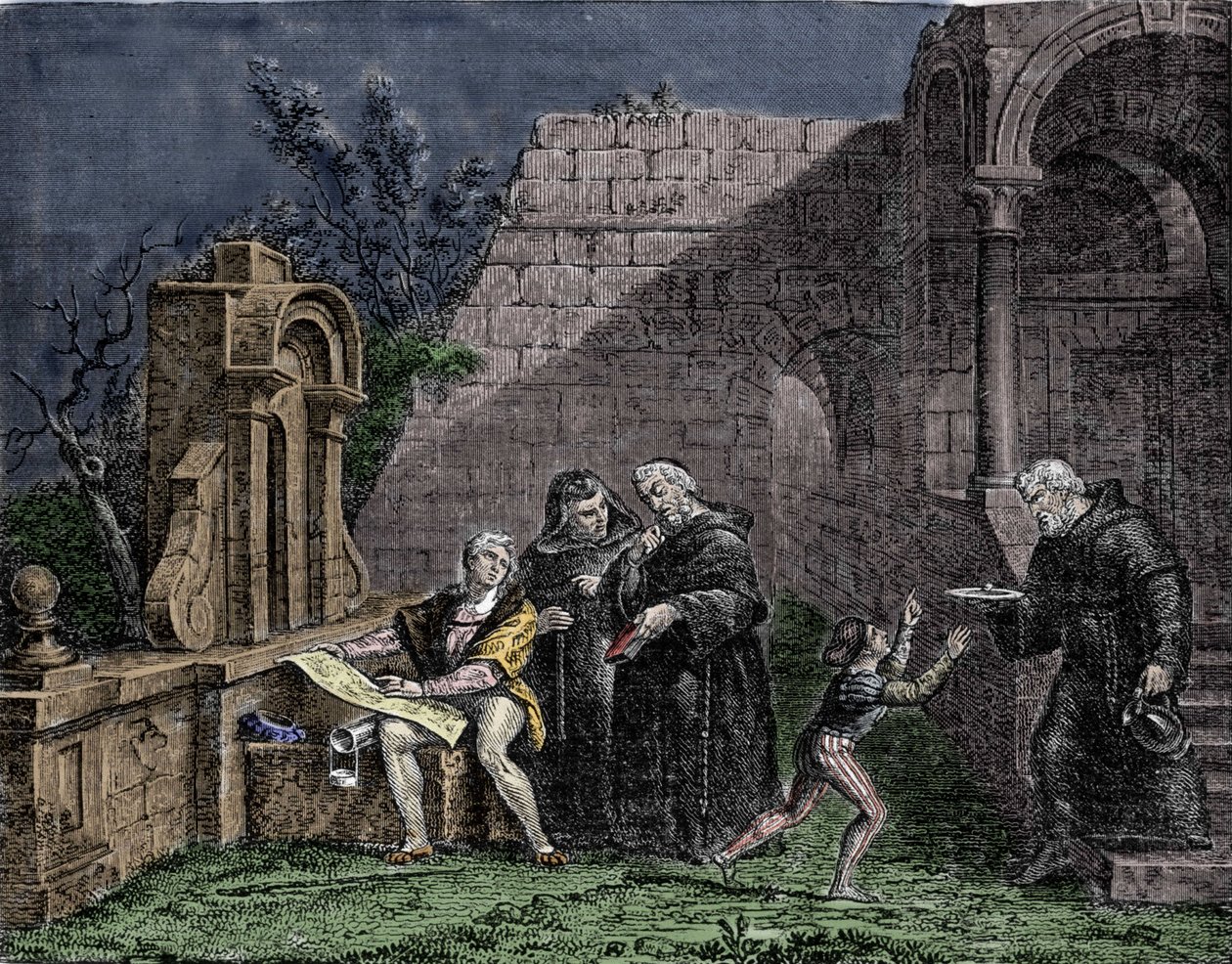 Cristóvão Colombo, no convento de Santa Maria de Rabida, na Andaluzia. de Unknown artist
