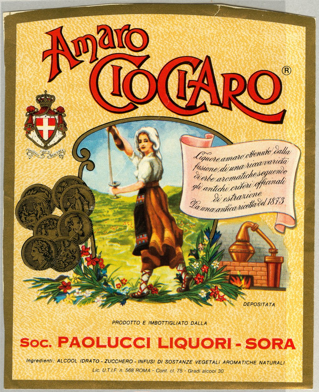 Anúncio de álcool Ciociaro amaro (Cromolitografia, final do século XIX) de Unknown artist