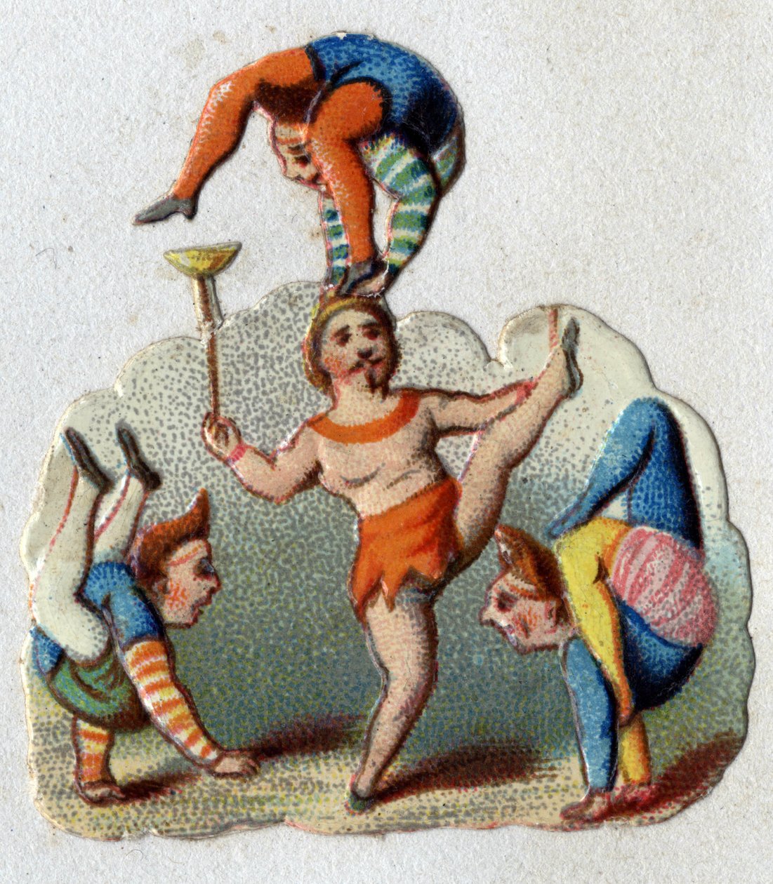 Circo: contorsionistas e equilibristas executando um número. de Unknown artist