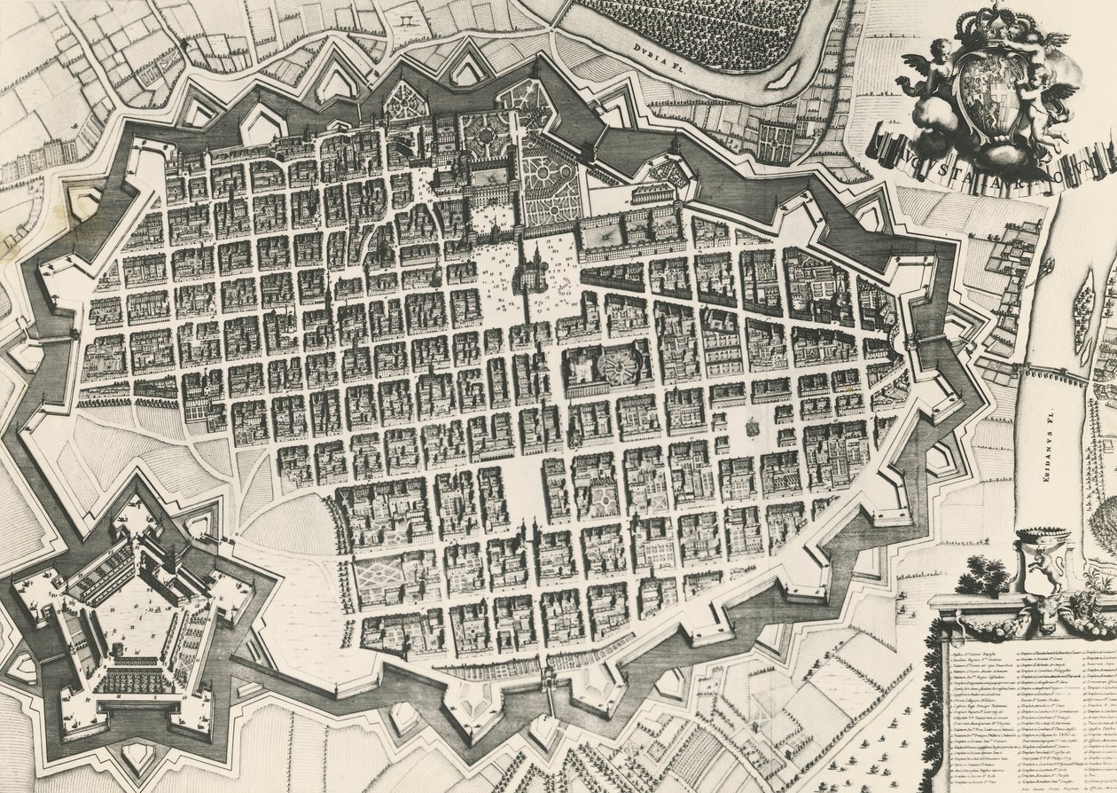 Mapa da cidade de Turim com a sua cidadela de Unknown artist