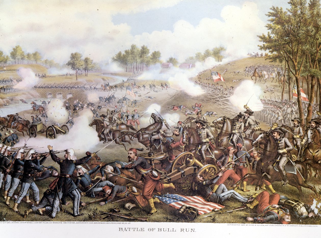 Guerra Civil (1861 - 1865), Guerra Civil Americana 21/7/1861: Primeira Batalha de Bull Run ou Primeira Batalha de Manassas: Virginia, os Confederados comandados pelo General Beauregard derrotaram as tropas nórdicas do General Mac Dowell. Gravação. de Unknown artist