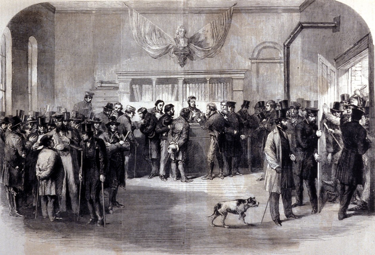 Guerra Civil (1861 - 1865), Guerra Civil Americana. Costelas anticonscrição em frente aos escritórios de isenção. Nova Iorque. de Unknown artist