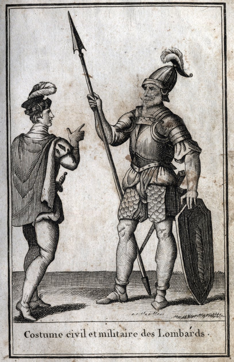 Processo civil e militar dos Lombardos (Lombardia) na Idade Média. Gravura em "Beaute de l