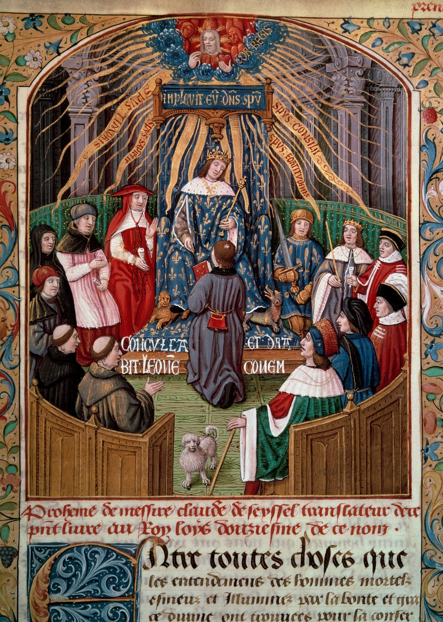 Claude de Seyssel (falecido em 1520) oferece seu livro ao Rei Luís XII (1462-1515) Miniatura de Claude de Seyssel "La Grande Monarchy de France". de Unknown artist