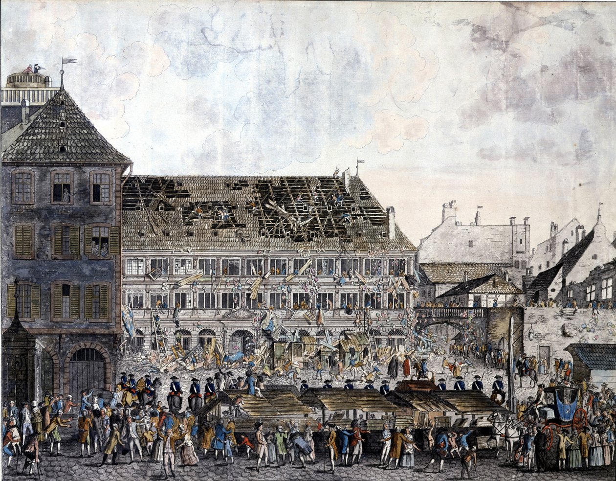 Escalada e saque da casa da cidade (câmara municipal) de Estrasburgo, 21 de Julho de 1789. de Unknown artist