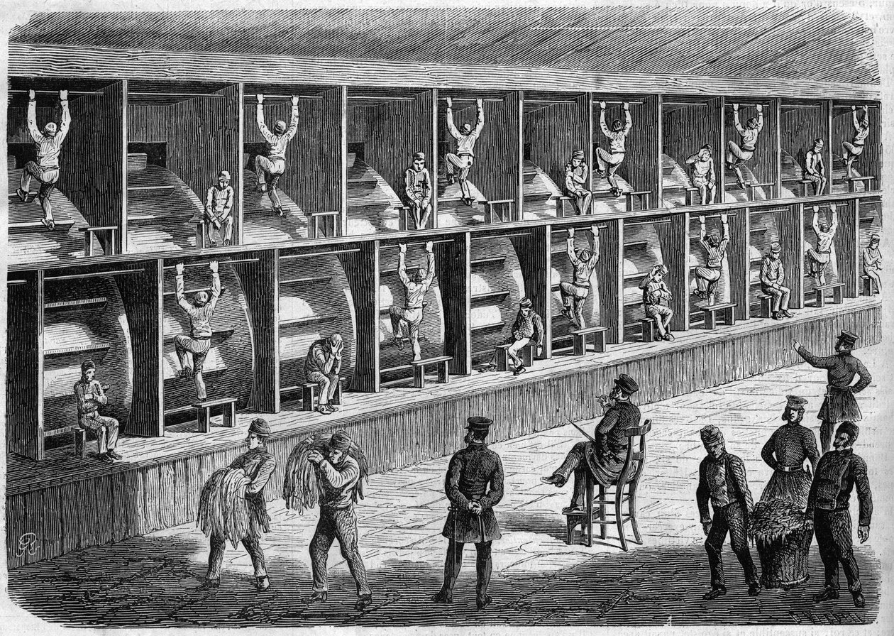 Coldbath Fields Prison - House of Correction em Londres - a passadeira - Coldbath Fields - London Engraving 1868 de Unknown artist