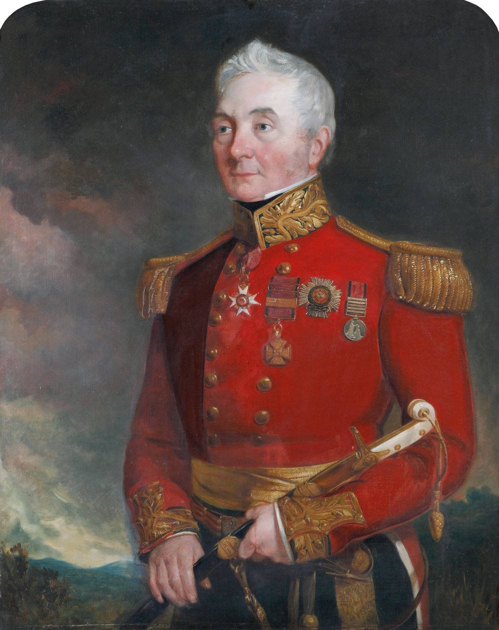 Coronel (depois General) Sir James Archibald Hope (1785-1871), em geral os oficiais vestem uniforme de Unknown artist