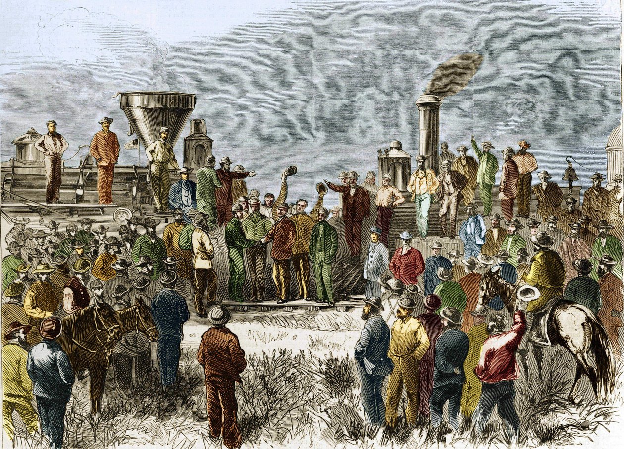 Conclusão da Primeira Ferrovia Transcontinental em 10 de maio de Unknown artist