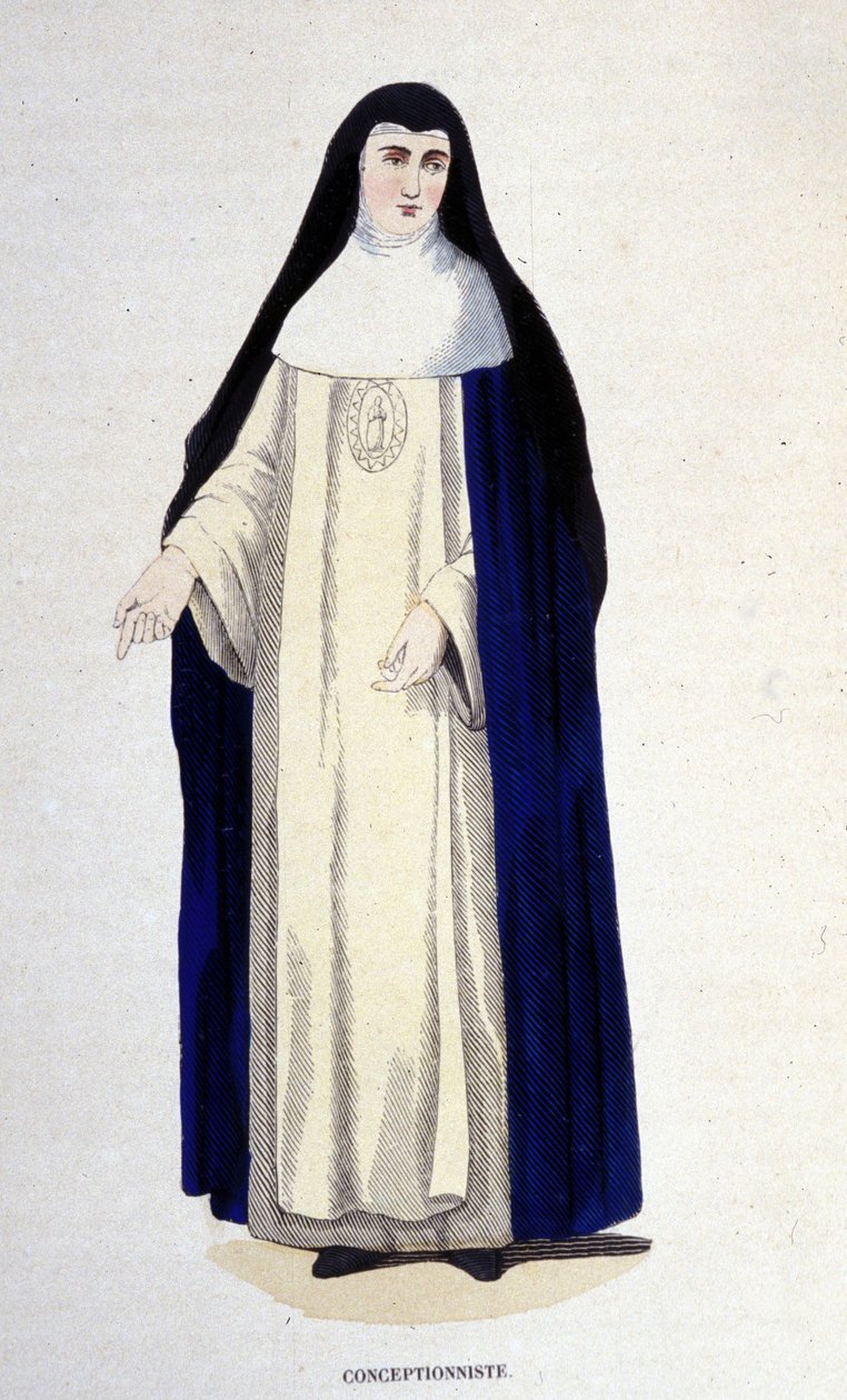 Concepcionista, gravura de um álbum sobre ordens religiosas, Paris de Unknown artist